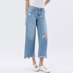 Vervet High Rise Distressed Crop Wide Jeans